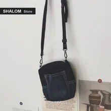 Джинсовая сумка, сумка-мессенджер, Женская Брезентовая мини сумка на плечо, женский клатч, кошелек и сумочка, простая маленькая квадратная сумка(Шалом