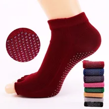 1 пара носков для йоги высокого качества из хлопка с пятью пальцами, нескользящие носки с открытым носком, нескользящие носки для пилатеса, прочные открытые носки для йоги