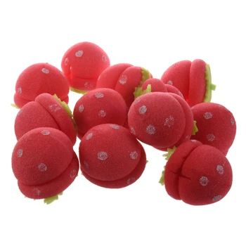 

RHX 12 pcs Strawberry Hair Care Foam Soft Round Sponge Balls Curlers Bun Tool ceb