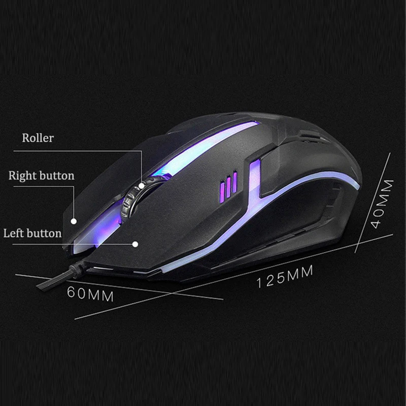 KOOYUTA игровая мышь USB Оптическая Проводная 1600 DPI красочный светильник для ПК