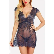 Женское сексуальное женское нижнее белье с v-образным вырезом, кружевное платье, соблазнительное нижнее белье, сексуальная ночная сорочка, стринги, Экзотическая одежда