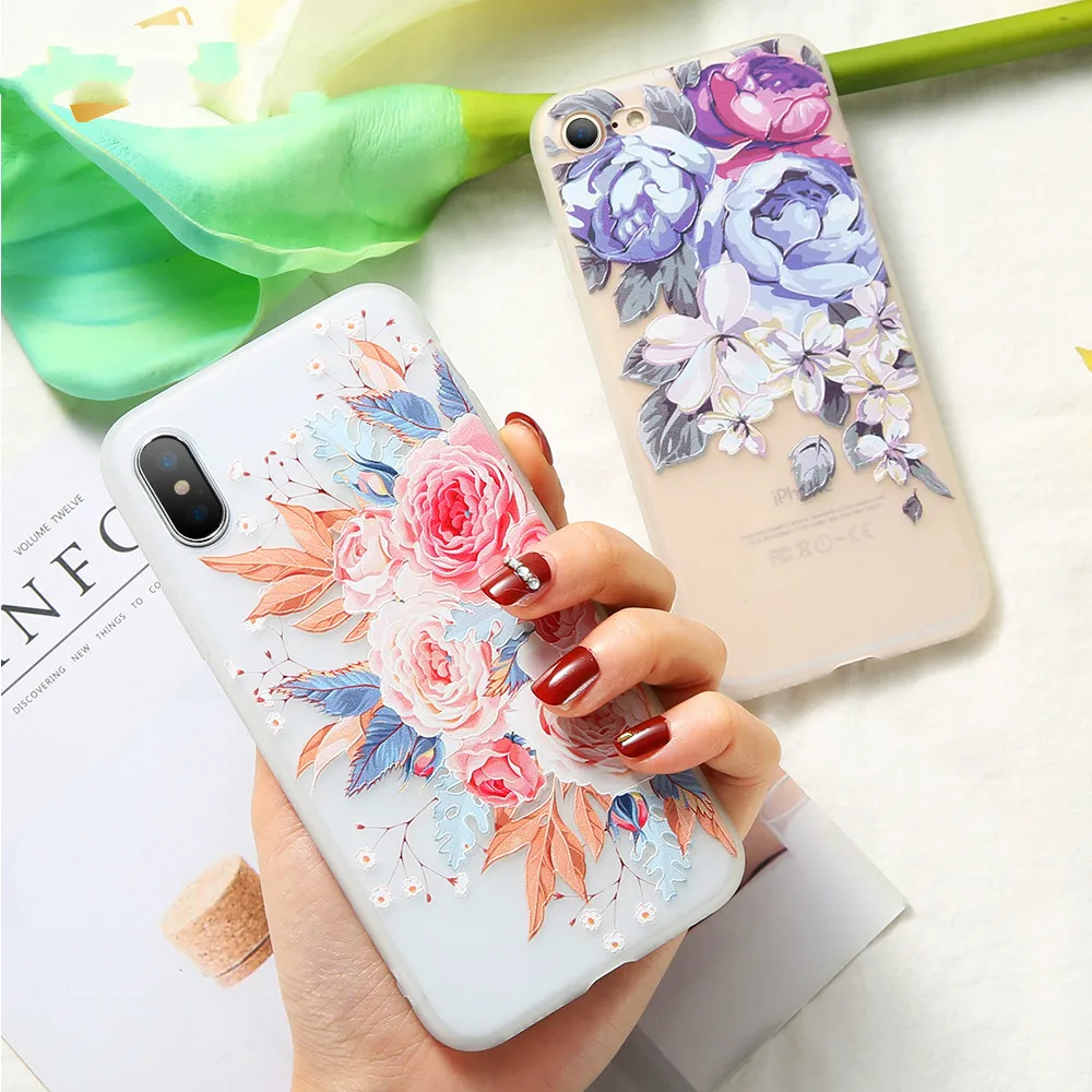 

3D Relief Flower Case For iPhone XS XR XS Max KISSCASE Sexy Floral Silicon Cover For iPhone XS Max iPhone XR XS Case Fundas Capa