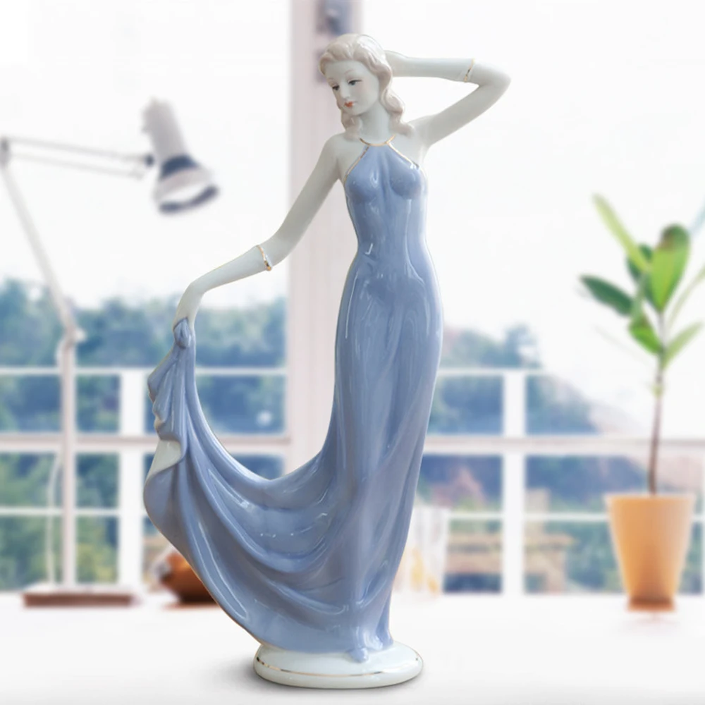 

Europe Ceramic Beauty Figurines Home Furnishing Crafts Decoration Western Lady Girls Porcelain handicraft Ornament Wedding Gift