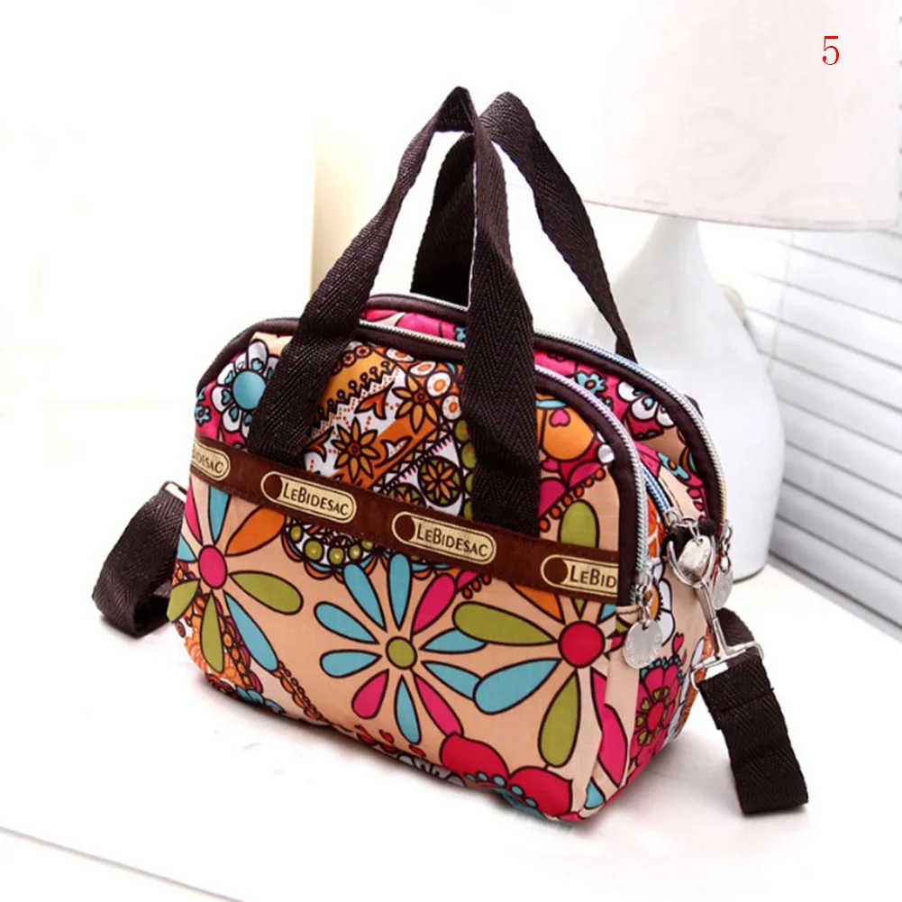 

Women's Floral Printed Handbags Vintage Waterproof Nylon Colored Satchel Shoulder Bag Zipper Tote Crossbody Messenger Bags Purse