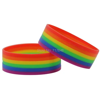 

100pcs Gay Friendship Pride Rainbow wristband silicone bracelets free shipping by ePacket A