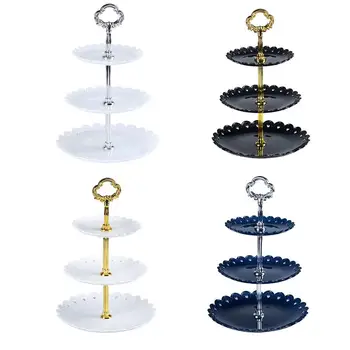 

Fashion Fruit Plates 3-Tier Stainless Steel Cake Wedding Stand Fruits Desserts Candy Cheese Tableware Plates Display For Weddi