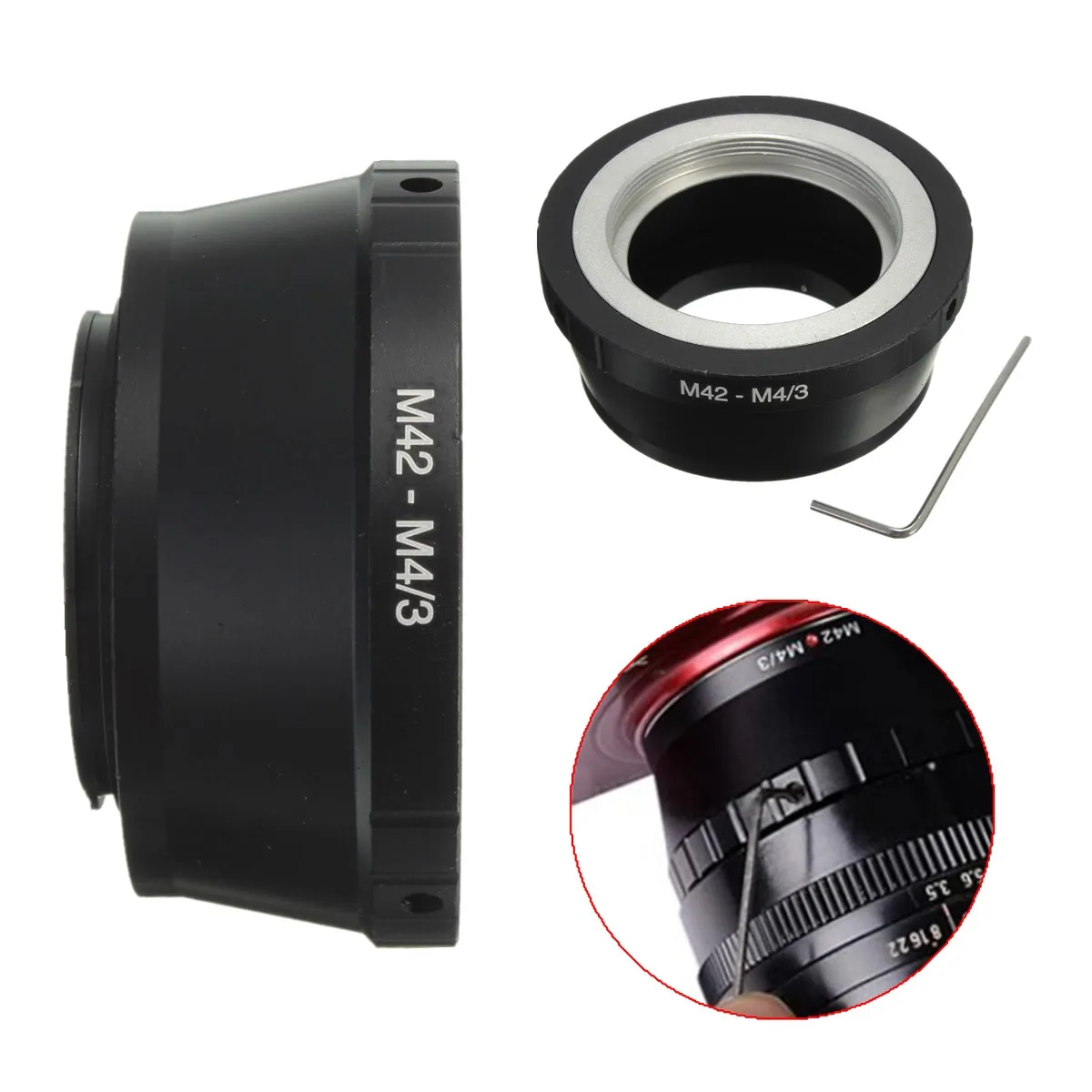 M42 42 мм кольцо-адаптер для крепления на объектив камеры Micro M4/3 M43 G1 GH1 GF1 G2 G3 OM EP-2 EPL1 гладкая поверхность черный анодированный алюминий металл