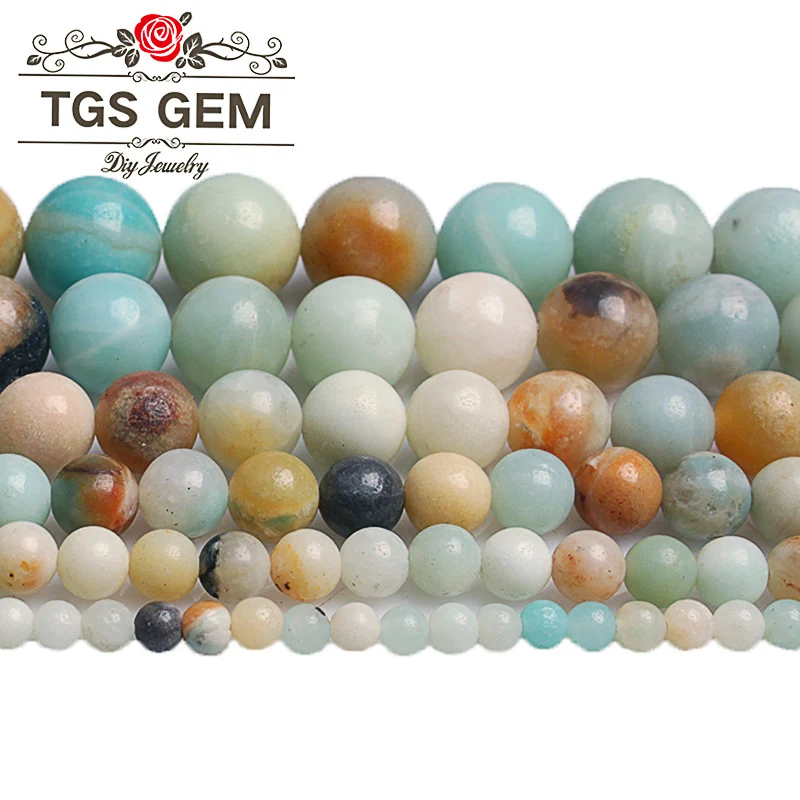 Natural Amazon Stone Beads Mixed Color Amazonite Round Loose Spacer 4 6 8 10 12 14mm Diy Jewelry Making Christmas Gift | Украшения и
