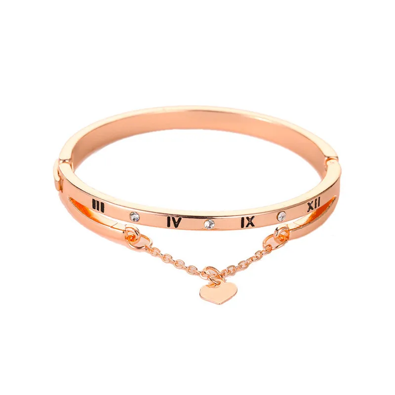 

Heart Rome Bracelet For Women Jewelry Silver Crystal Lovers Bracelets Bangles Numerals Femme Bracelet Women Accessories Female G