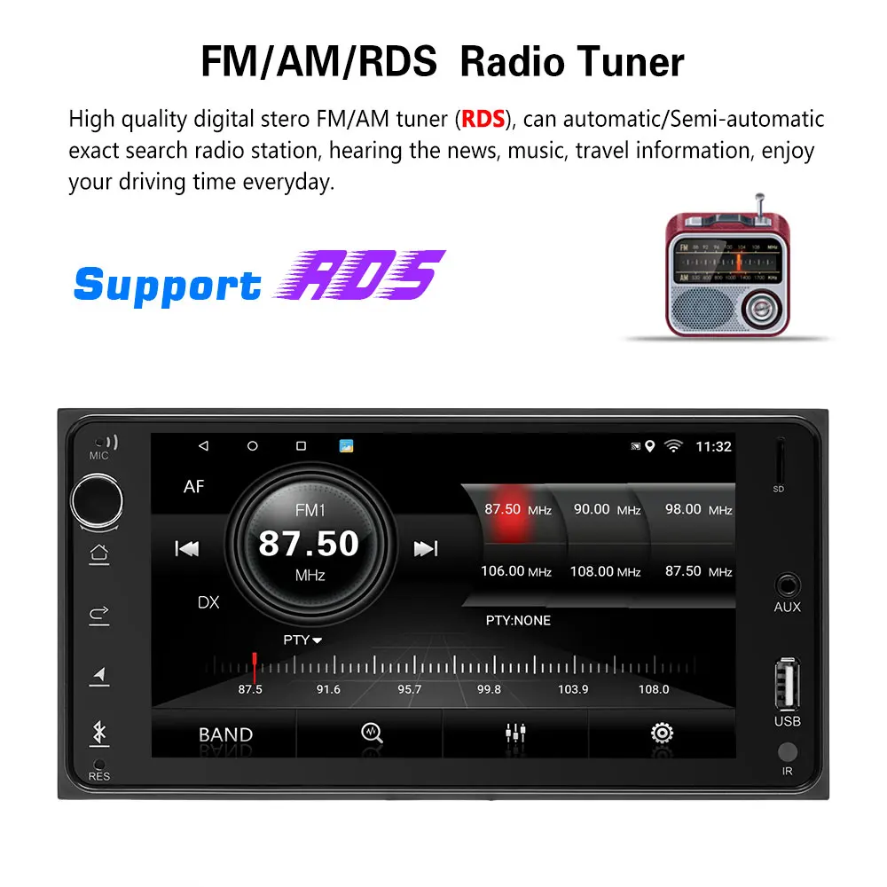 Perfect Hikity 2 din Android Car Multimedia GPS Navigation Car Radio Audio Bluetooth WIFI FM MP5 Radio Mirror Link Autoradio for Toyota 5