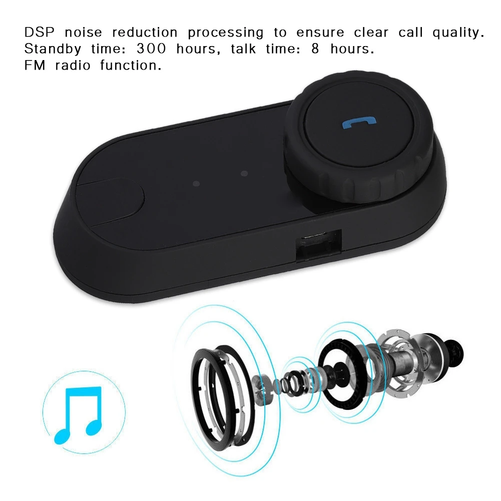 

800M Wireless Bluetooth Earphone for Motorcycle Interphone Headset DSP noise reduction Stereo Helmet Intercom Earpieces Hot