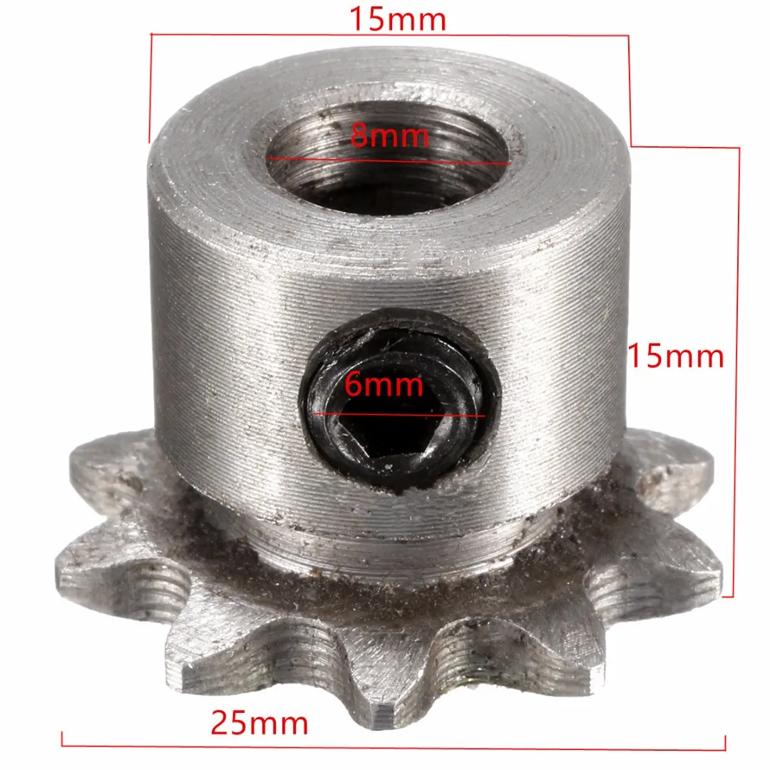 OSSIEAO 1 шт. 8 мм диаметр 10 зубьев 10 т металлический двигатель пилота роликовая шестеренка цепная приводная звездочка