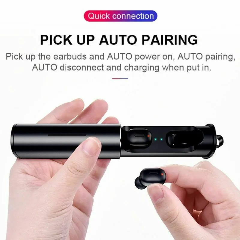 TWS Bluetooth V5.0 Earphone 3D True Wireless Stereo Deep Bass Sound Sport Headset with Charging Box