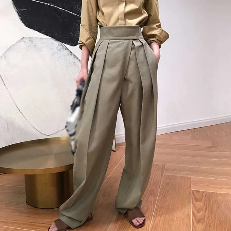 Fashion Women Wide Leg Pants High Waist Long Trousers Solid Casual Female Loose Trousers Fashion Women Wide Leg Pants High Waist Long Trousers Solid Casual Female Loose Trousers