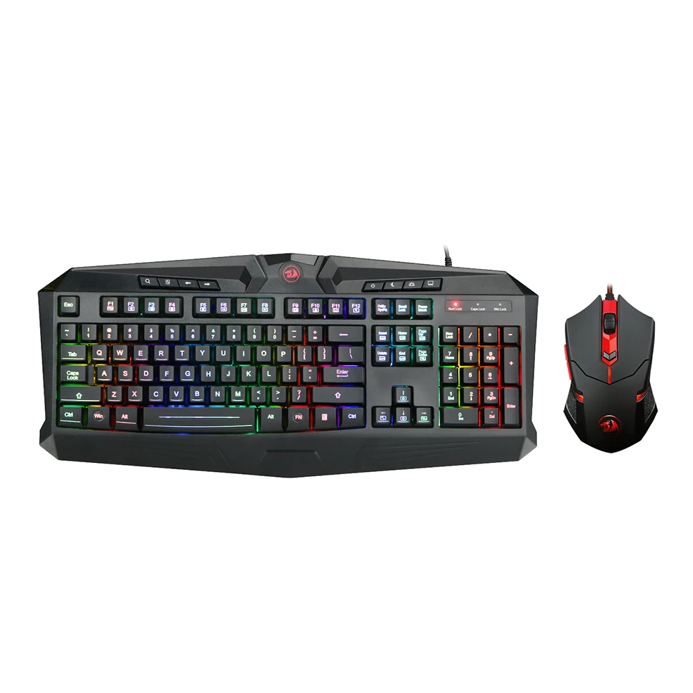 REDRAGON S101-1, игровая клавиатура, мышь, комбинированная, USB, проводная, 112 клавиш, анти-привидение, Регулируемый dpi, красочный светодиодный, с подсветкой, для рабочего стола
