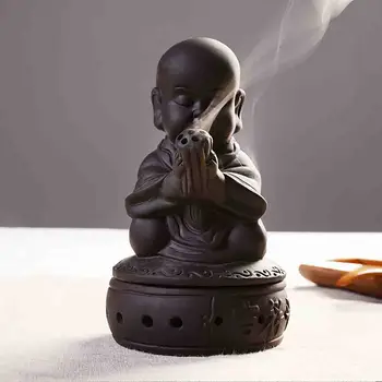 

Creative Bouddha Decor The Little Monk Censer Small Buddha Incense Holder Backflow Incense Burner Use in Home Office Teahouse