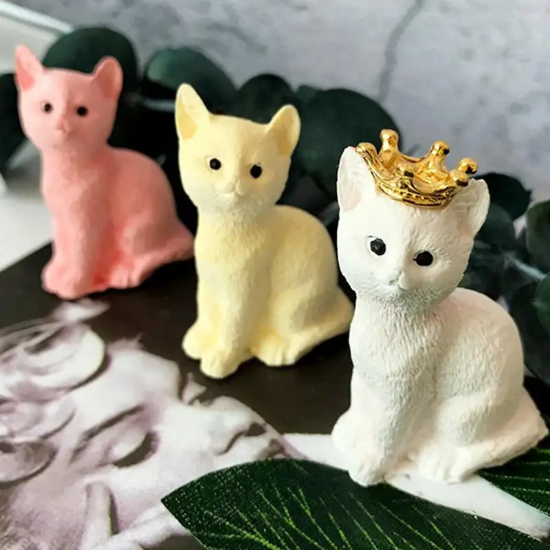 3D маленькие формы для свечей в форме кошки украшение дома гипсоцементное