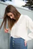 High Quality Silk 100% Notched Neck Blouse Top - 2019 Spring Summer Ladies White/Black Blouse Shirt 1