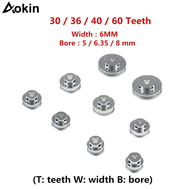 GT2 Timing Pulleys 30 36 40 60 Tooth Wheel Bore 5mm 8mm Aluminum Gear Teeth Width 6mm Parts For Reprap 3D Printers Part New | Компьютеры и