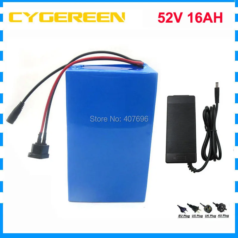 

Free customs duty 1500W 51.8V 14S Lithium ion battery 52V 16AH Electric bike battery use NCR18650BD 3200mah cell 30A BMS