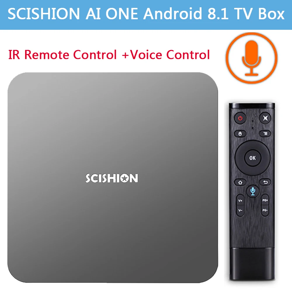 

2018 SCISHION AI ONE Android 8.1 TV Box Bluetooth 4.0 2.4G WiFi 2G 16G 4GB 32GB RK3328 HDMI 2.0 Smart Box With IR Voice Control