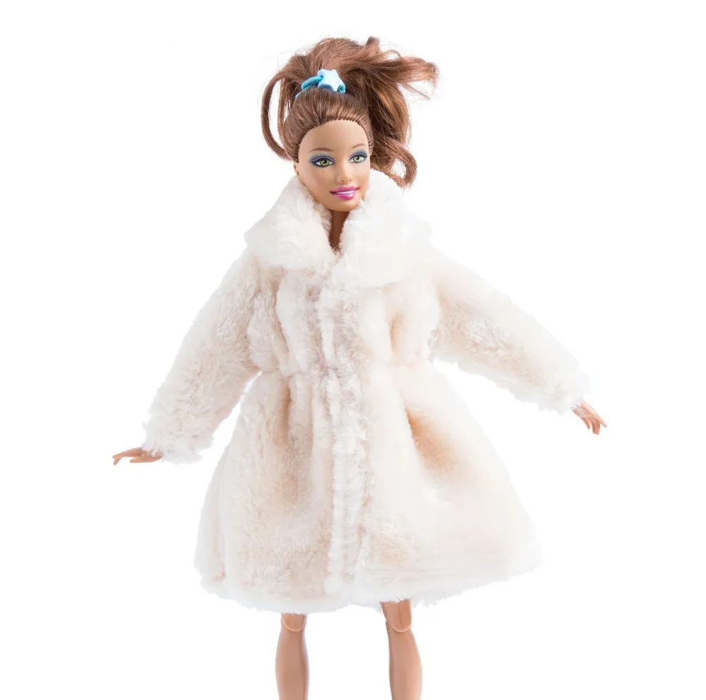 Excellent Quality White Winter Fur Coat For Barbie Dolls Clothes Long ...