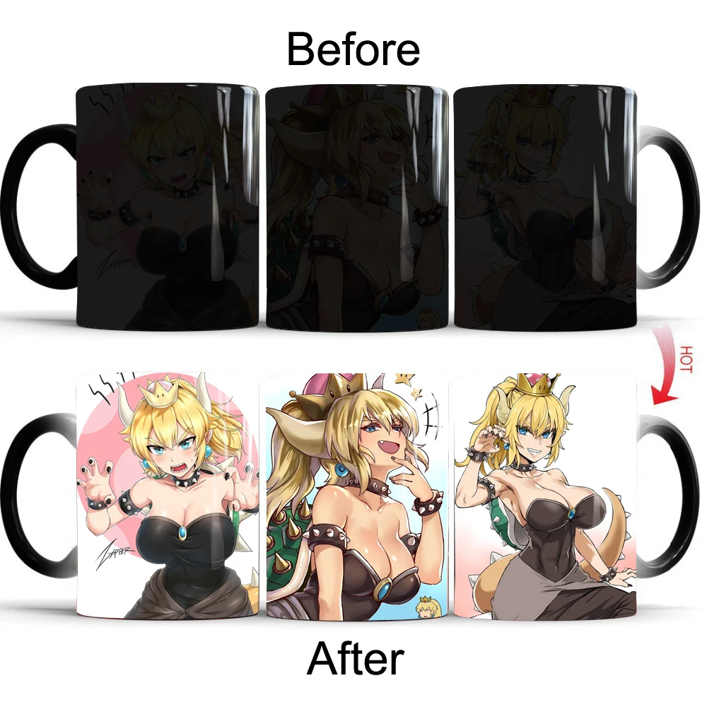 Волшебная кофейная кружка Bowsette для чая Термочувствительная холодной и горячей