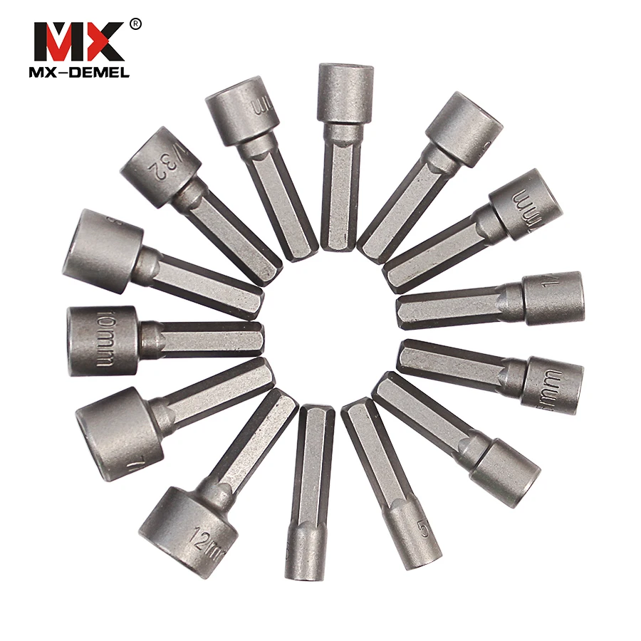 14pc Power Nut Driver Set Black Case Dual Standard Sae 1/4" Shank