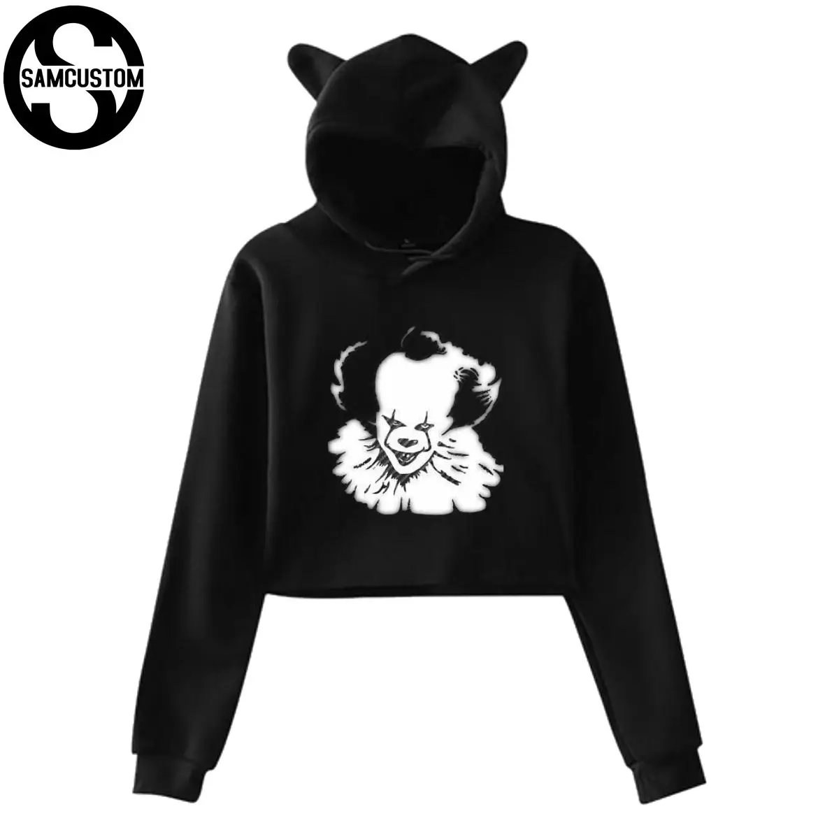 Женская толстовка с капюшоном SAMCUSTOM pennywise 3D принт кошачьими ушками длинным