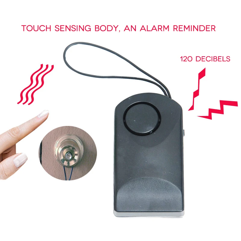 

120dB Inductive Alarm of Human Body Wireless Touch Sensor Security Alarm Loud Door Knob Alert Anti Theft Vibration Detector