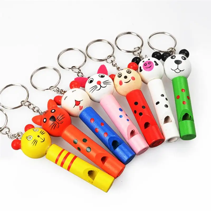 

Animal Shaped Whistle Keychains Keyring Personalized Wooden Hanging Decoration Toy Sports (Random Pattern)