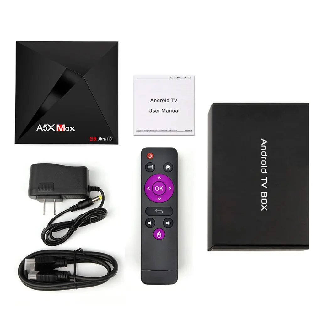 

A5X Max Set Top Box 4K High Definition Network Player TV Box 4+32G WIFI Network Smart Set-top Box Player For Android 9.0