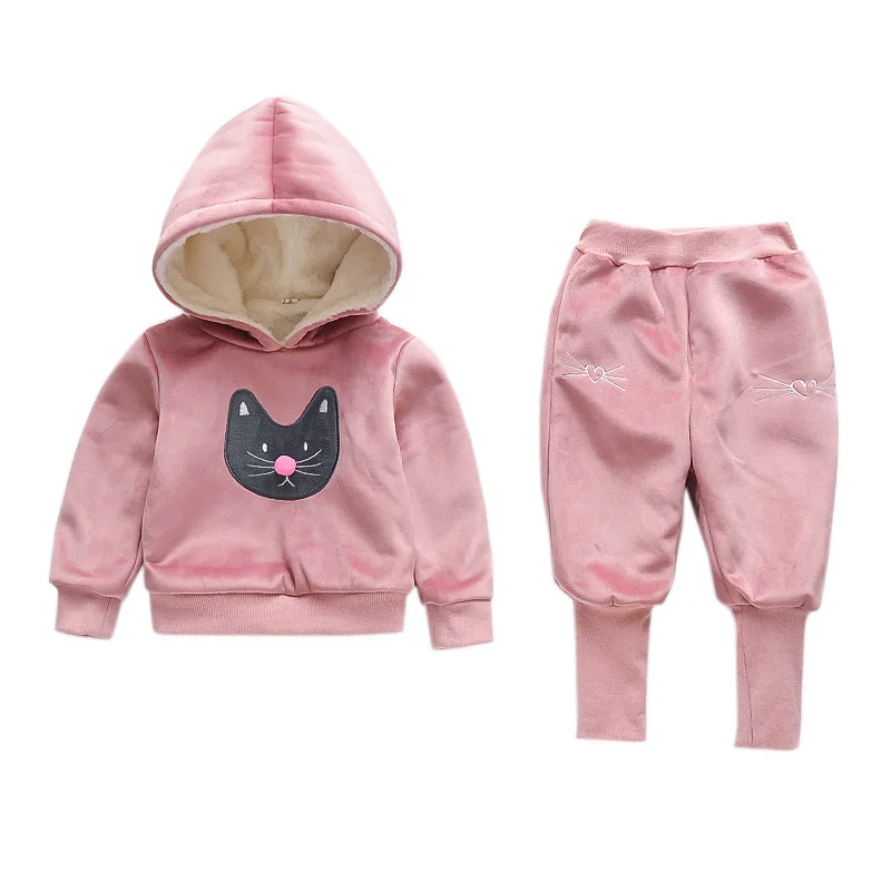 

Baby Autumn Clothing Suit Pleuche Winter Clothes Children Girls Increase Thickening Twinset