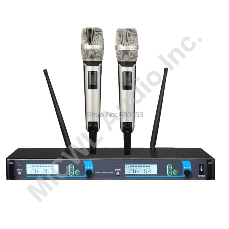 

100% Genuine MiCWL SKM9000 2 Handheld Stage Karaoke Wireless Microphone System UHF Adjustable Champaign Gold Limited edition