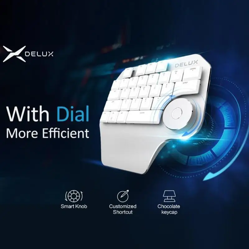 

Delux T11 Designer Wired Keyboard Backlight Drawing Keypad with Smart Dial