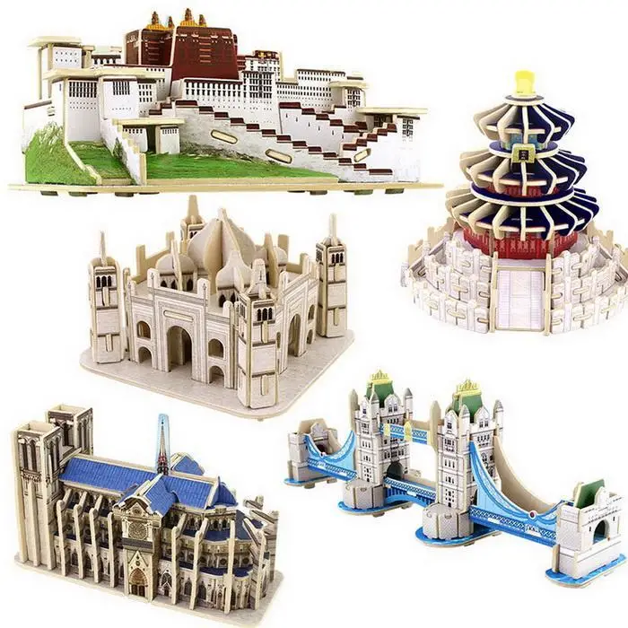 Model Building Toys World famous building 3D wooden three-dimensional puzzle DIY model diagram Creative educational toys Model Building Toys World famous building 3D wooden three-dimensional puzzle DIY model diagram Creative educational toys
