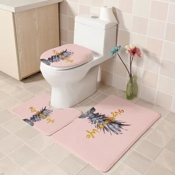 

3pcs/set Bath Mat Bathroom Carpet Set Slip Pedestal Rug Lid Toilet Cover Flannel Toilet Seat Bathroom Products 3D Embossed