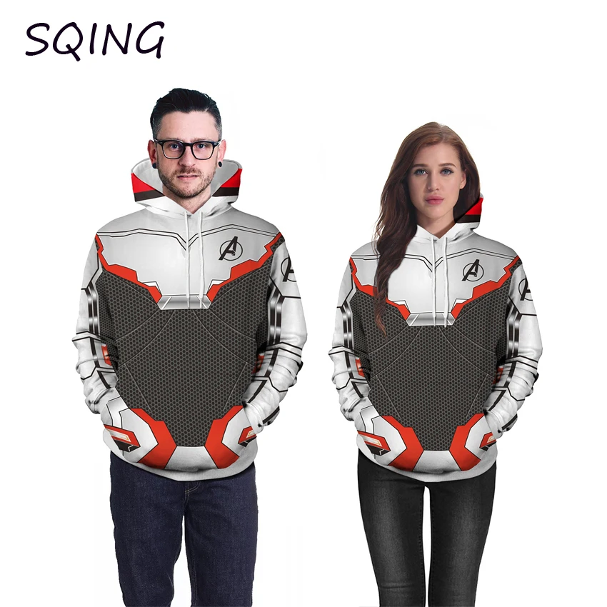 SQING Anime Cosplay Avengers Endgame Quantum 3DPrint Unisex Superhero Iron Man Coat Hoodie Cosplay Halloween Costumes for Women