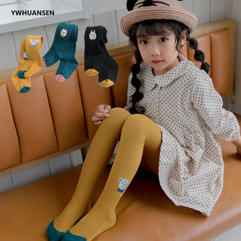 YWHUANSEN милые колготки с вышивкой животных для девочек от 1 до 10 лет модные