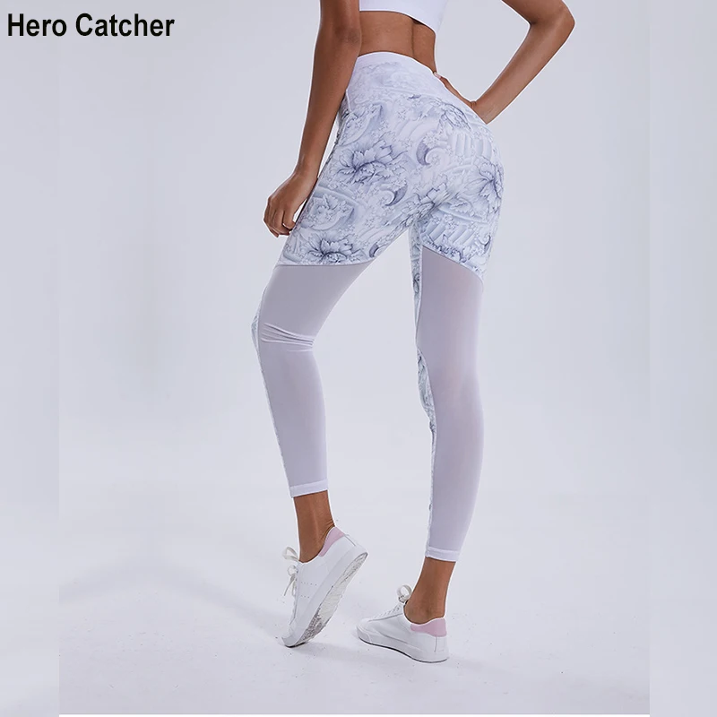 

Hero Catcher-10 High Quality Mesh Quick Dry Fitness Legging High Waist Hip Up Workout Leggings Women Sports Running Pants