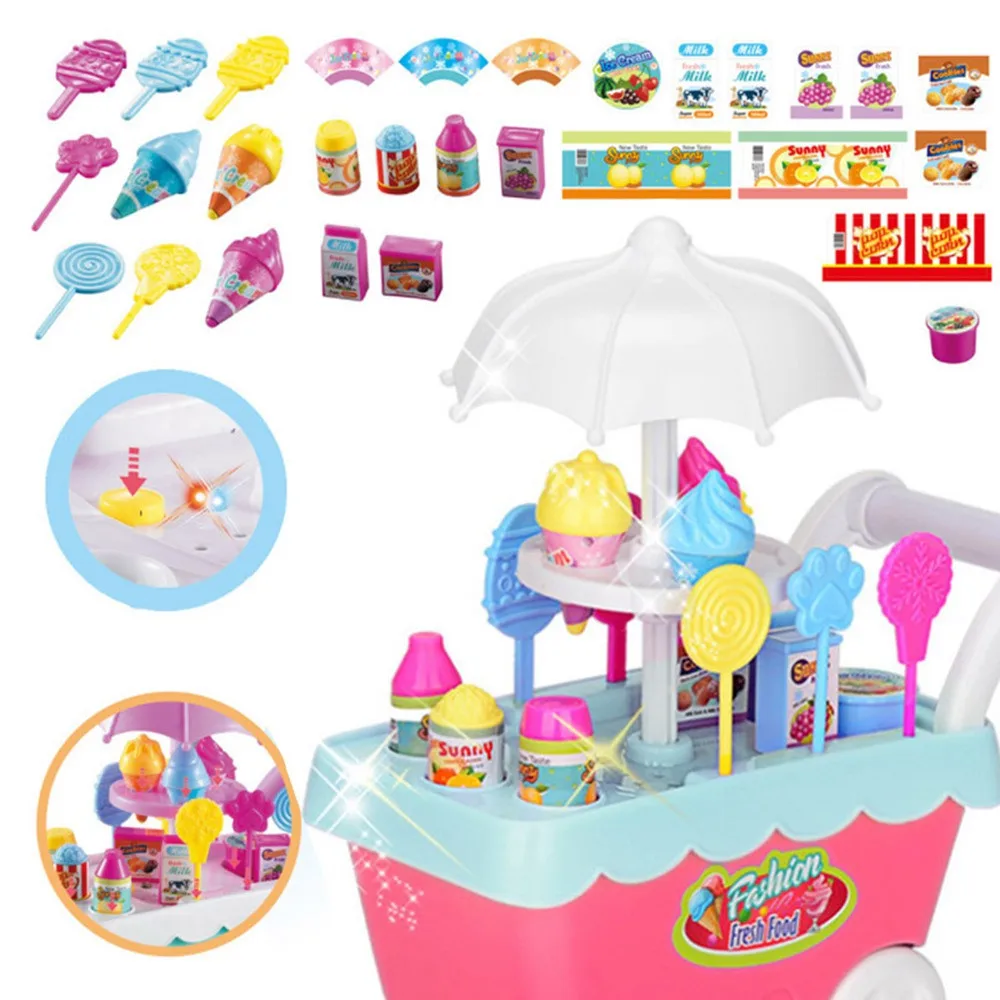 Детская игрушка «сделай сам», Детские ролевые игры, Обучающие игрушки, мини-тележка для конфет, съемный светильник для мороженого