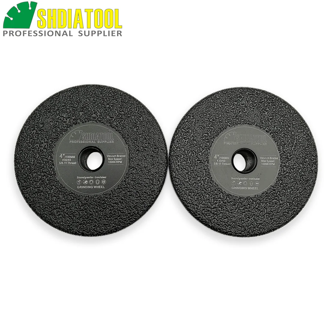 

SHDIATOOL 2pcs Dia 100mm/4inch Vacuum Brazed Diamond Flat Grinding Wheel 5/8-11Thread Grinder Disc Wet or Dry For Granite Marble