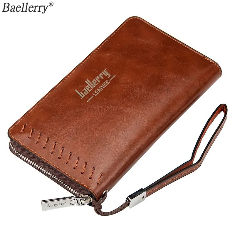 

Baellerry Vintage Mens Clutches Wallet Male Leather Luxury Brand Holder For Phone Purse Men Money Bag Zipper Wallet
