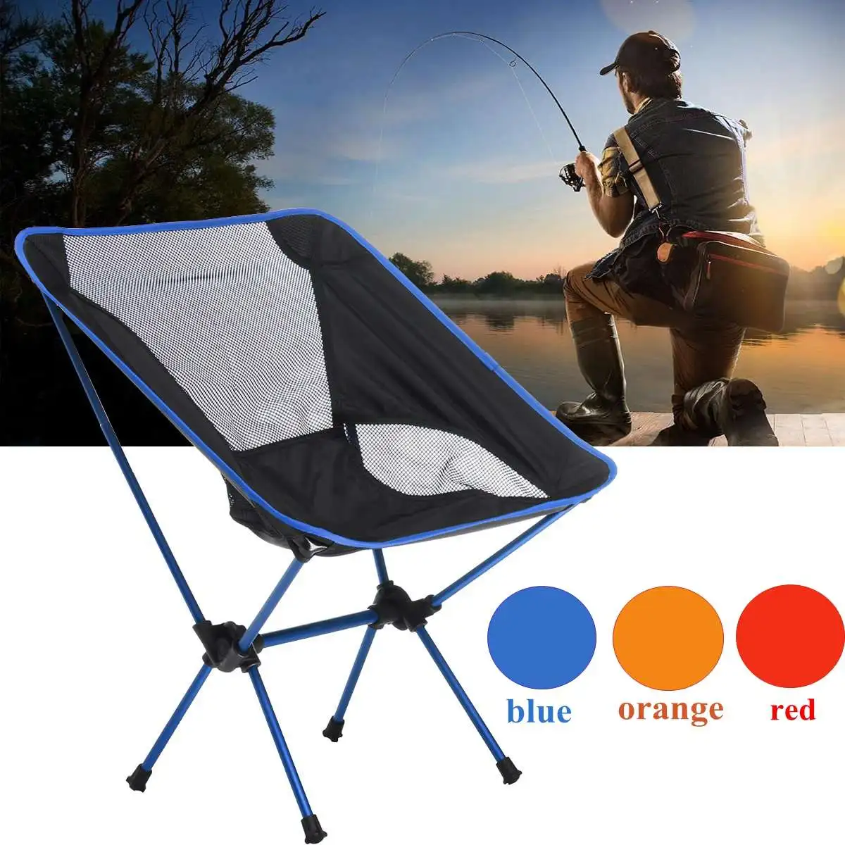 

Portable Folding Camping Stool Foldable Fishing Chair Seat with Backpack For Fishing Picnic BBQ Cycling Hiking