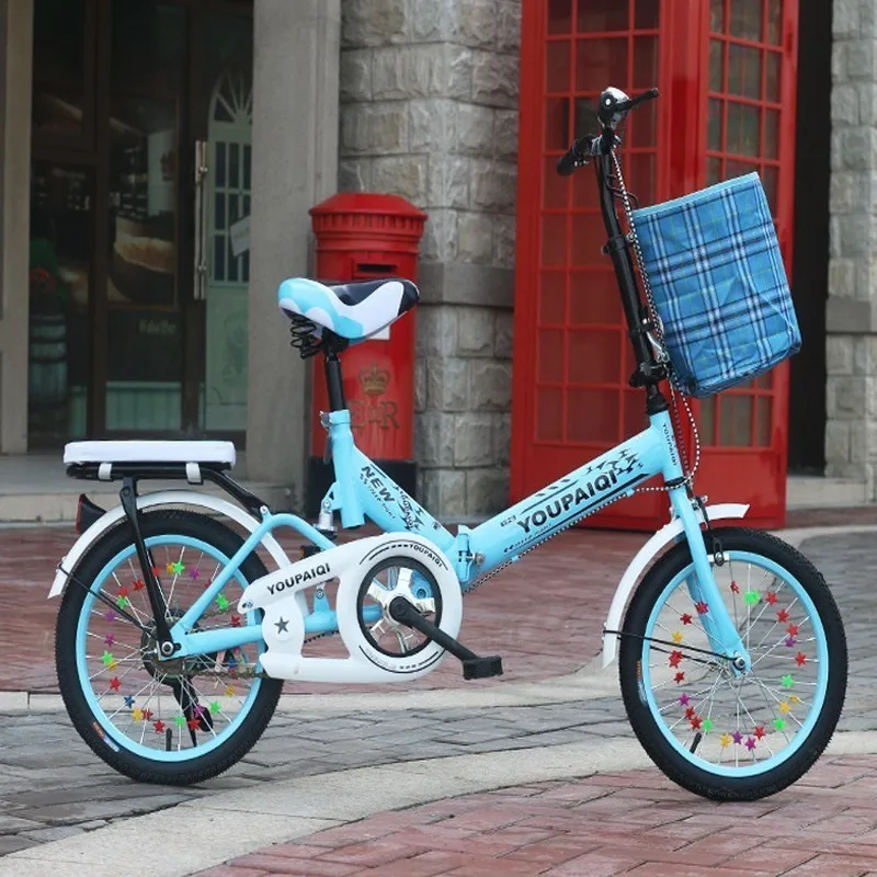 Clearance Supply Children Fold Vehicle Bicycle Student Vehicle Outdoors Out Driving Wagon Belt Bicycle Basket Amount Large Excellent 4