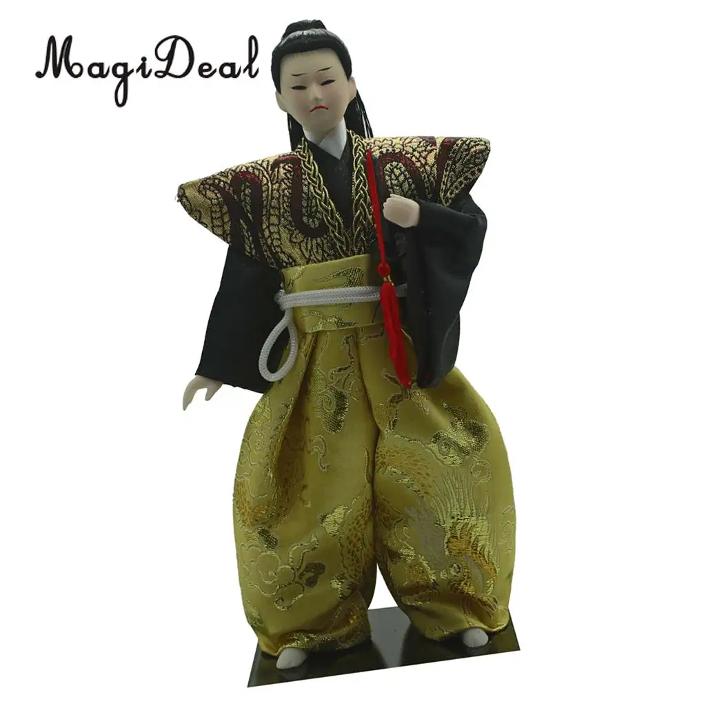 12 дюймов винтажное японское кимоно самурайская кукла фигура в зеленой одежде украшение дома
