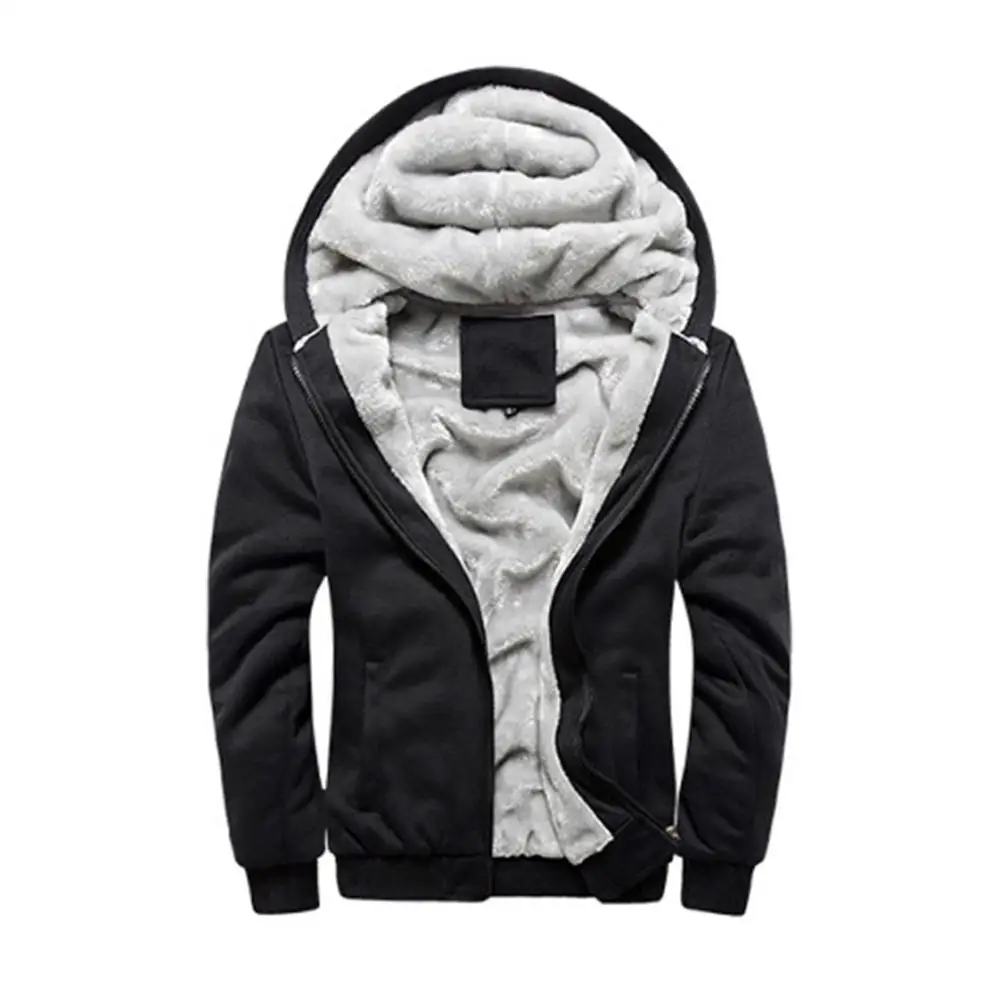 

Winter Thicken Hooded Warm Hoodie Men Fleece Jumper Casual Sweatshirt Tracksuit Male Velvet Zipper Cardigan Hoody Adult Jackets