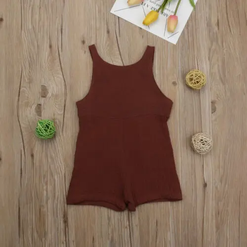 0-3T Toddler Kids Baby Girl Boy Cotton Brace Pants Overalls Jumpsuit Romper Outfits