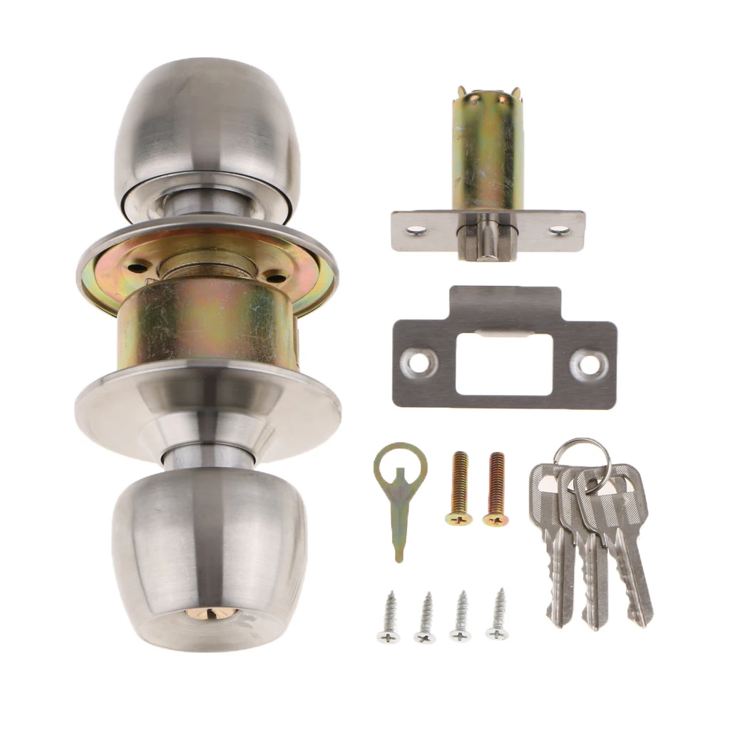Stainless Steel Cylinder Deadbolt Lock Doorknob Door for Home Hotel