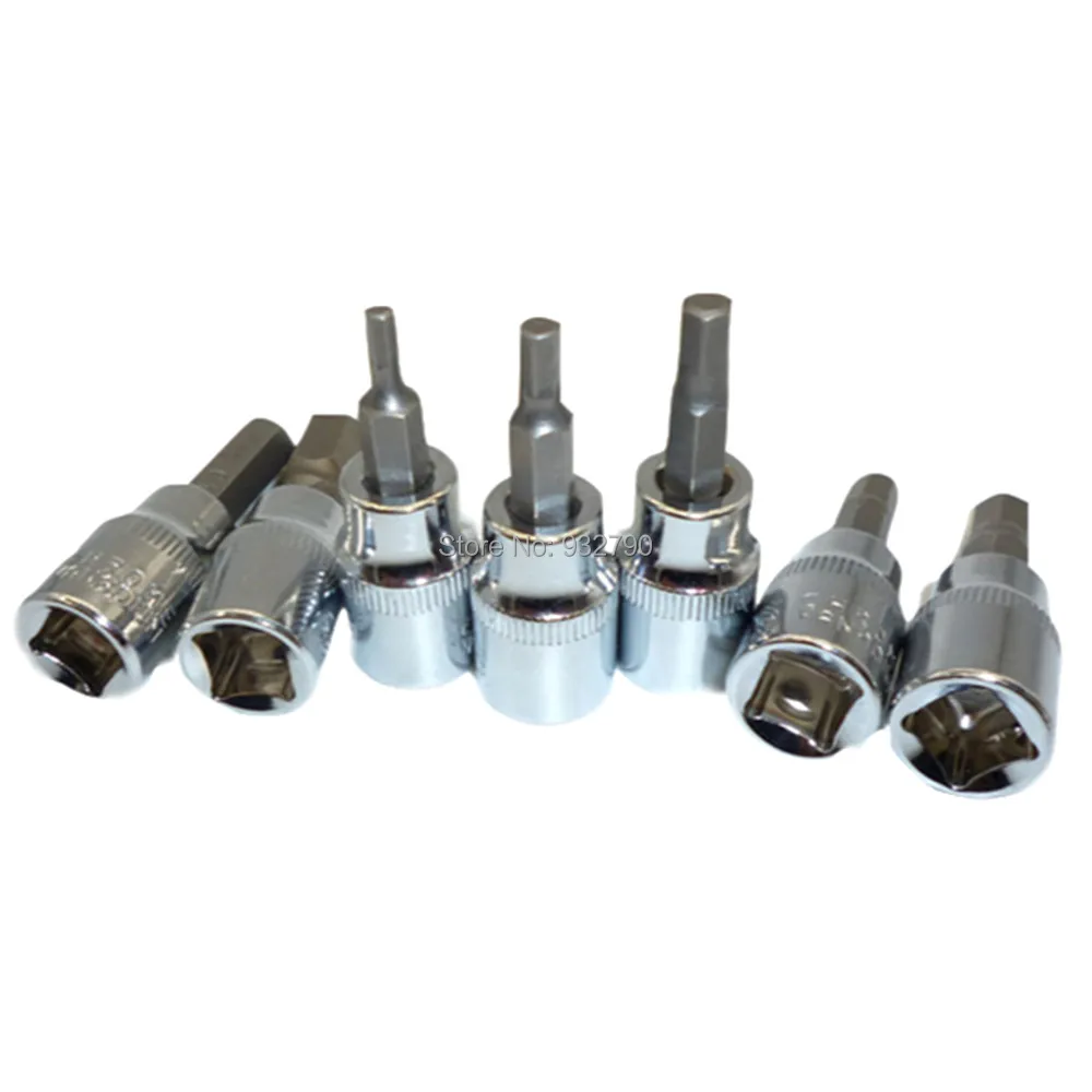 

7pcs Hex Key Socket 3/8" Square Drive Adapter H3 H4 H5 H6 H7 H8 H10 Chrome Vanadium Steel Socket Wrench Hex Bits Screwdriver Bit
